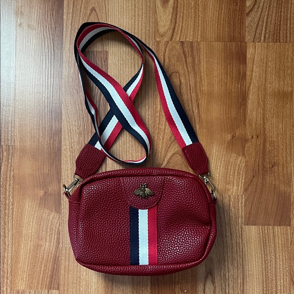 Red Crossbody | Bag | with Stripe Detail